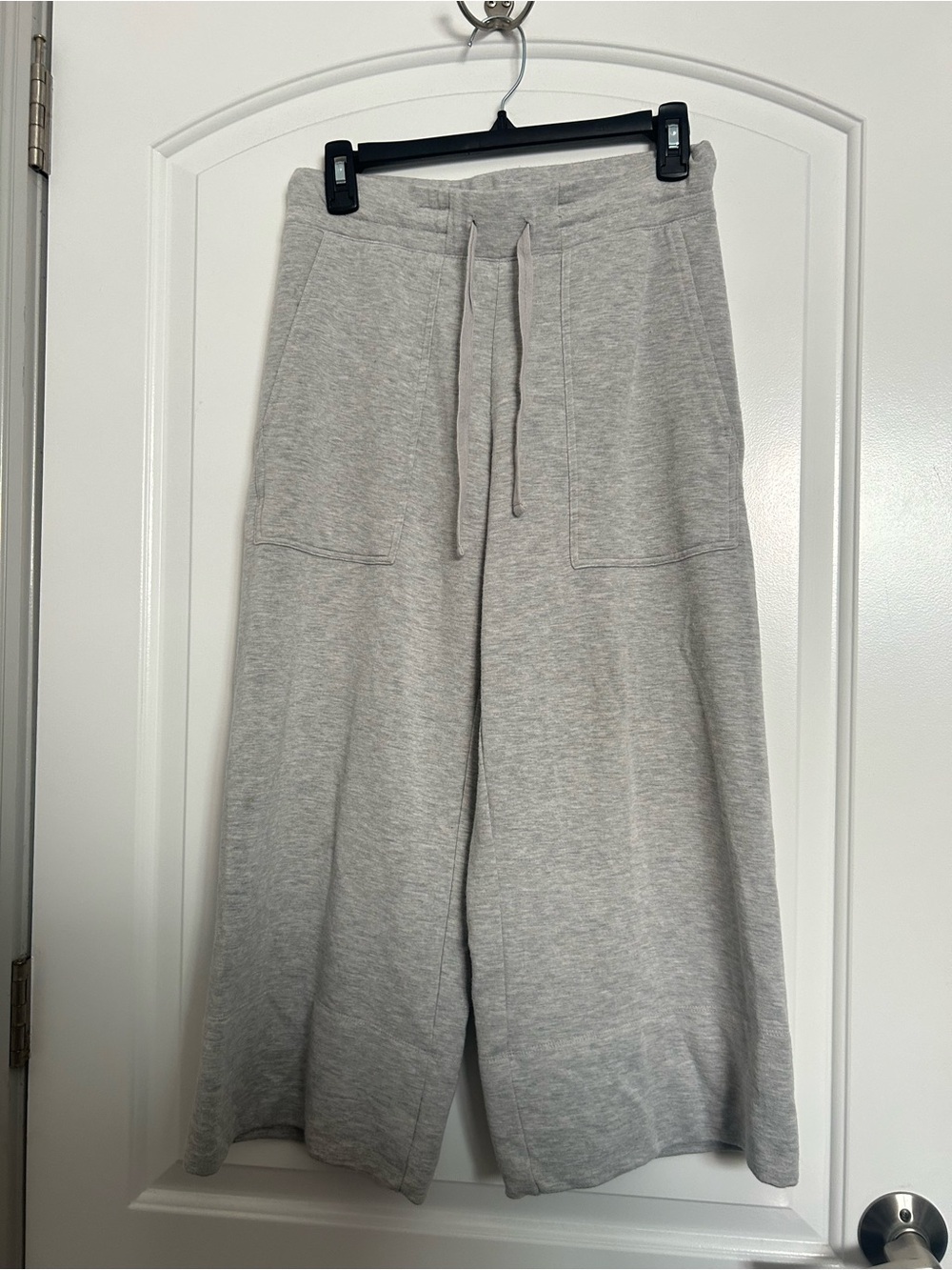 Quince SuperSoft Fleece Wide Leg Pants Heather Gray Size S Cozy Lounge Chic